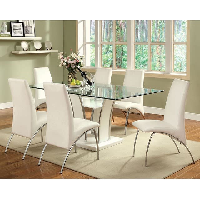 Glenview 7 Piece Dining Room Set by Furniture of America - FOA-CM8372WH-T