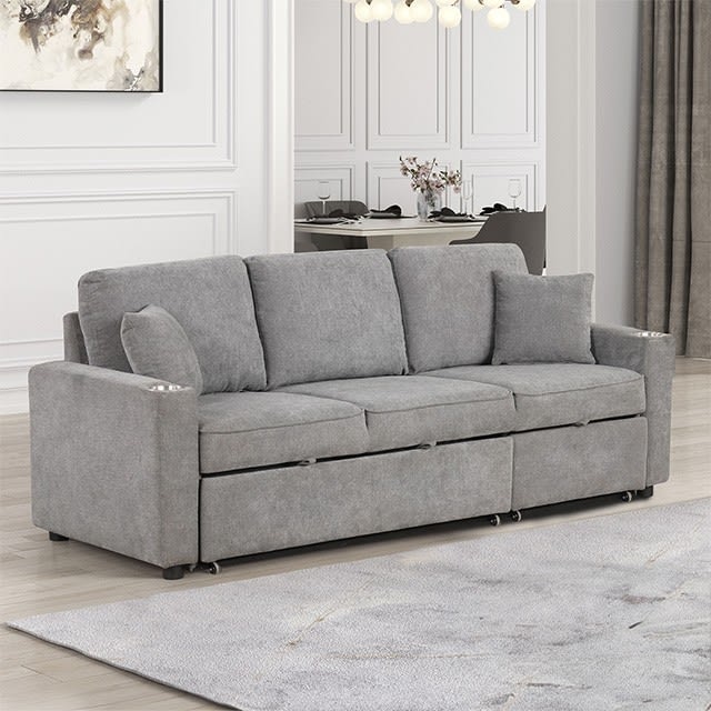 Kendal Sleeper Sectional Sofa in Gray Finish by Furniture of