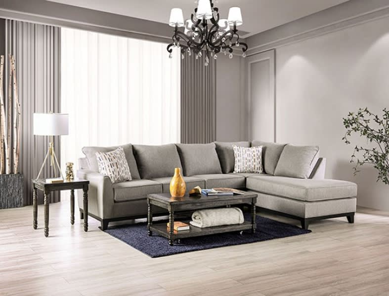 Lantwit Sectional Sofa in Light Gray Finish by Furniture of America - FOA-SM1118