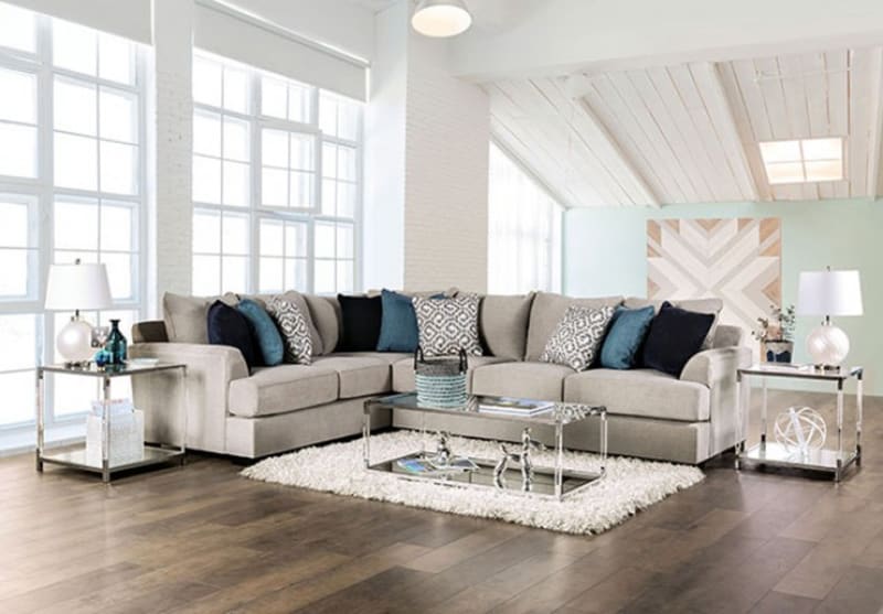 Gunnersbury Sectional Sofa in Gray Finish by Furniture of America - FOA-SM1120