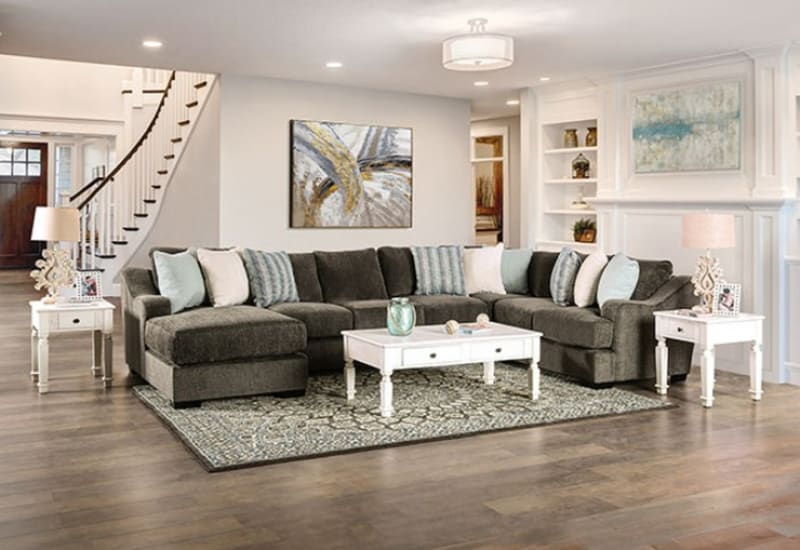 Farringdon Sectional Sofa in Dark Gray Finish by Furniture of America - FOA-SM1123