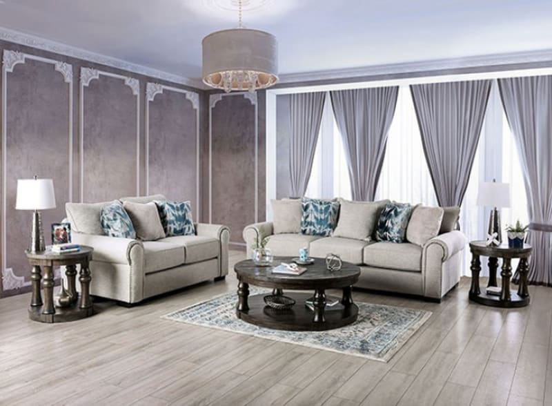 Laredo 2 Piece Sofa Set in Beige Finish by Furniture of America - FOA-SM1215