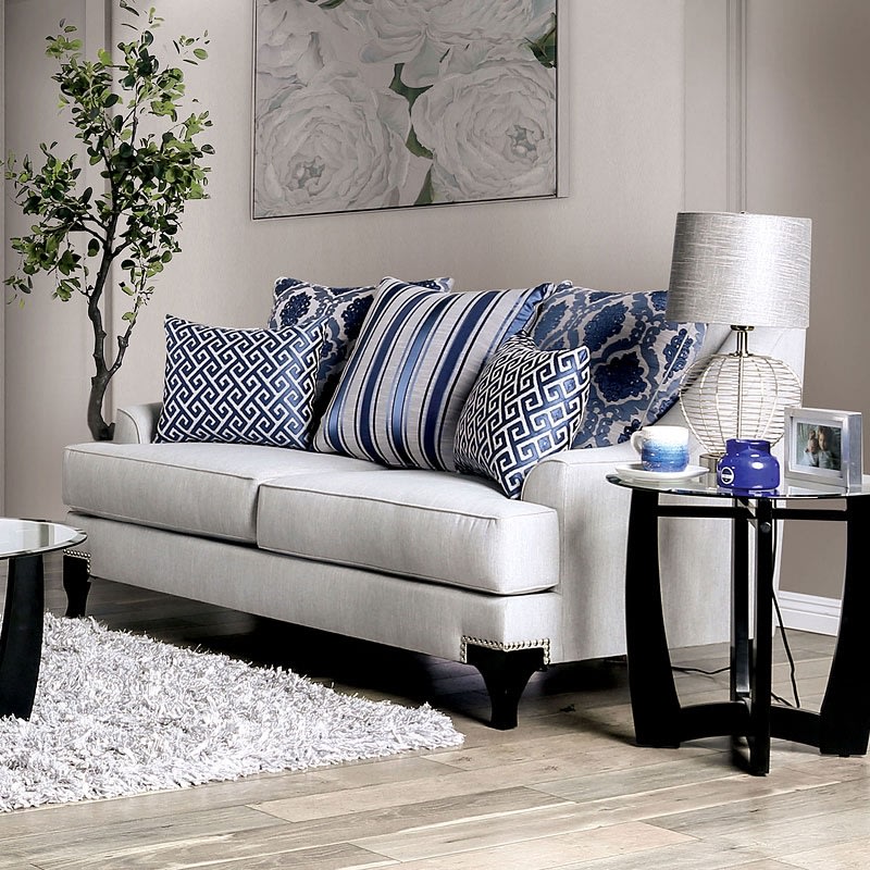 Sisseton Love&nbsp;Seat&nbsp;in&nbsp;Light Gray&nbsp;by&nbsp;Furniture&nbsp;of&nbsp;America&nbsp;- FOA-SM2207-LV