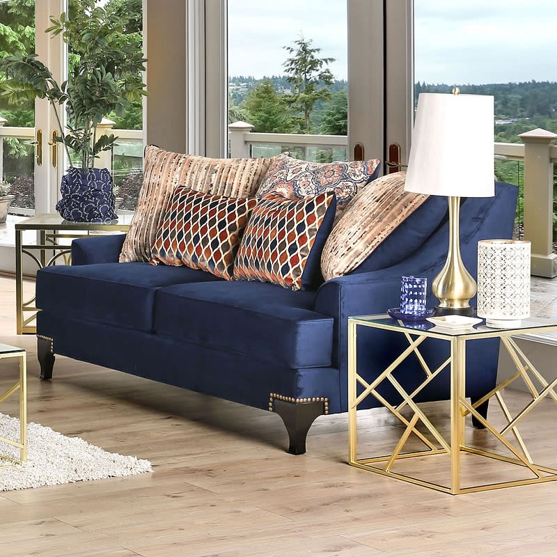 Sisseton Love&nbsp;Seat&nbsp;in&nbsp;Navy&nbsp;by&nbsp;Furniture&nbsp;of&nbsp;America&nbsp;- FOA-SM2210-LV