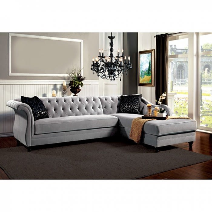 Rotterdam Sectional in Warm Gray/Black/Silver by Furniture of America - FOA-SM2261-PK