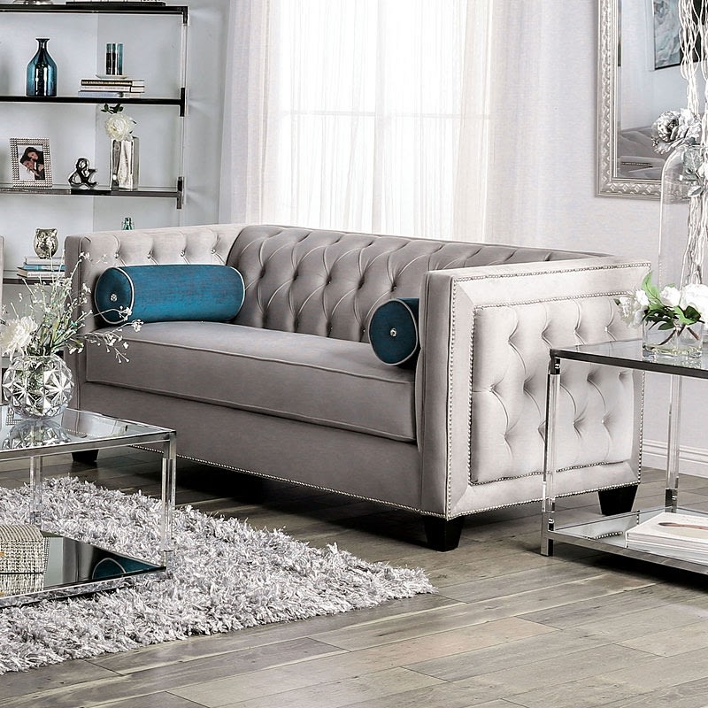 Silvan Love Seat in Gray by Furniture of America - FOA-SM2283-LV