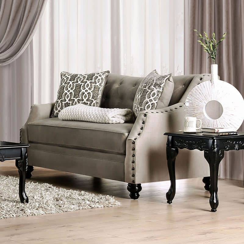 Ezrin Love&nbsp;Seat&nbsp;in&nbsp;Light Brown&nbsp;by&nbsp;Furniture&nbsp;of&nbsp;America&nbsp;- FOA-SM2668-LV