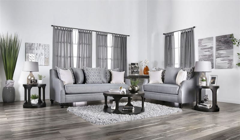 Nefyn 2 Piece Sofa Set in Gray by Furniture of America - FOA-SM2670