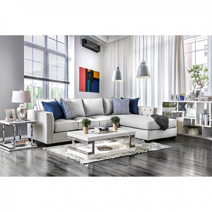 Ornella Sectional in Light Gray/Blue by Furniture of America - FOA-SM2671