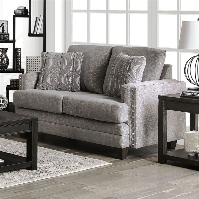 Emelie Love Seat in Light Gray by Furniture of America - FOA-SM4011-LV