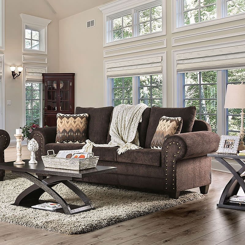 Julian Sofa in Chocolate/Espresso by Furniture of America - FOA-SM4019-SF