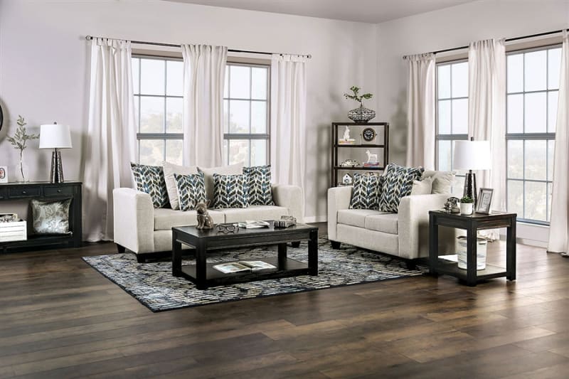 Connell 2 Piece Sofa Set in Cream Finish by Furniture of America - FOA-SM4043