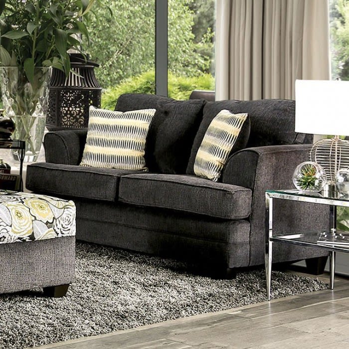 Xochitl Love&nbsp;Seat&nbsp;in&nbsp;Dark Gray&nbsp;by&nbsp;Furniture&nbsp;of&nbsp;America&nbsp;- FOA-SM4130-LV