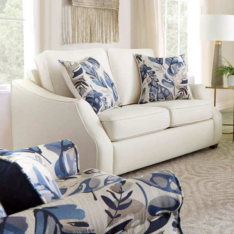 Megan Love Seat in Ivory/Blue Finish by Furniture of America - FOA-SM5141-LV