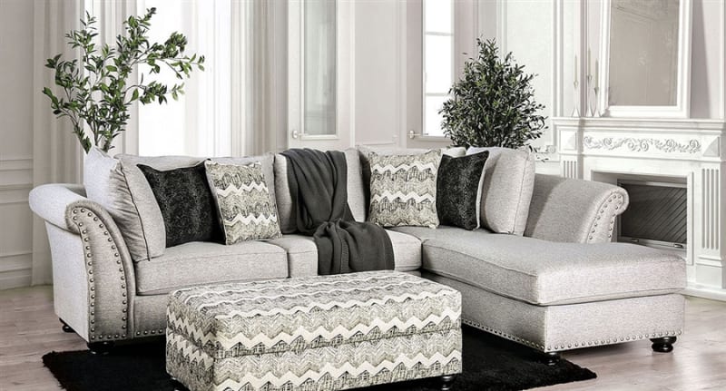 Pasquale Sectional Sofa in Gray by Furniture of America - FOA-SM5150