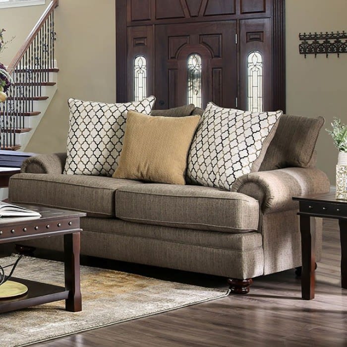 Augustina Love Seat in Light Brown by Furniture of America - FOA-SM5164-LV