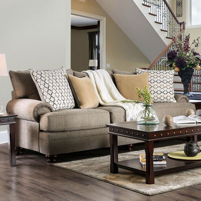 Augustina Sofa in Light Brown by Furniture of America - FOA-SM5164-SF