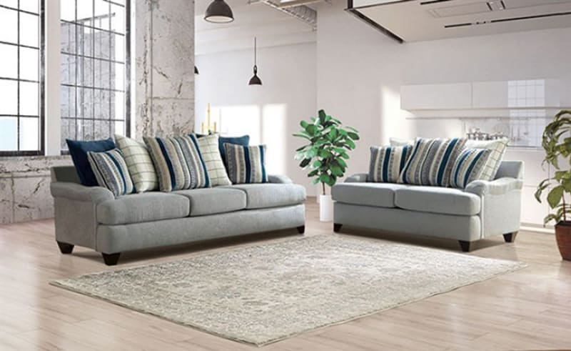 Plaistow 2 Piece Sofa Set in Gray Finish by Furniture of America - FOA-SM5189