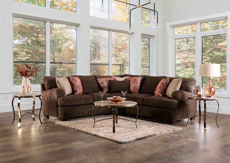 Wanstead Sectional Sofa in Dark Brown/Rust Finish by Furniture of America - FOA-SM5417