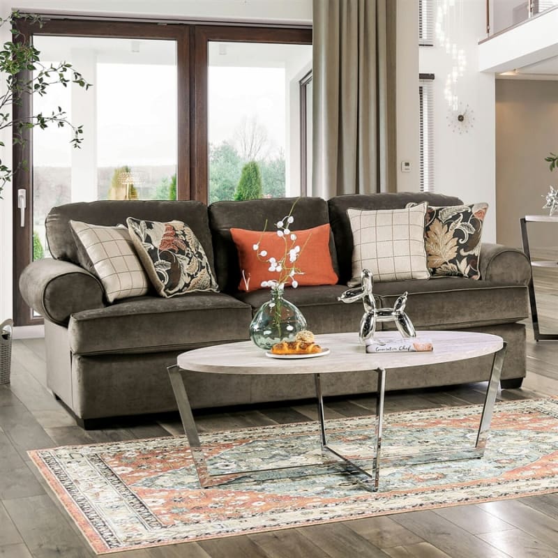 Jackie Sofa in Ash Brown by Furniture of America - FOA-SM6026-SF