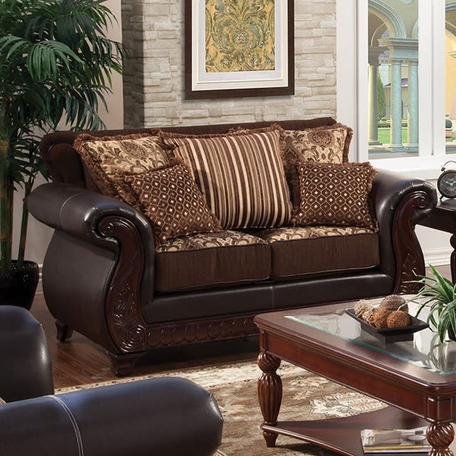 Franklin Love Seat in Dark Brown by Furniture of America - FOA-SM6106N-LV
