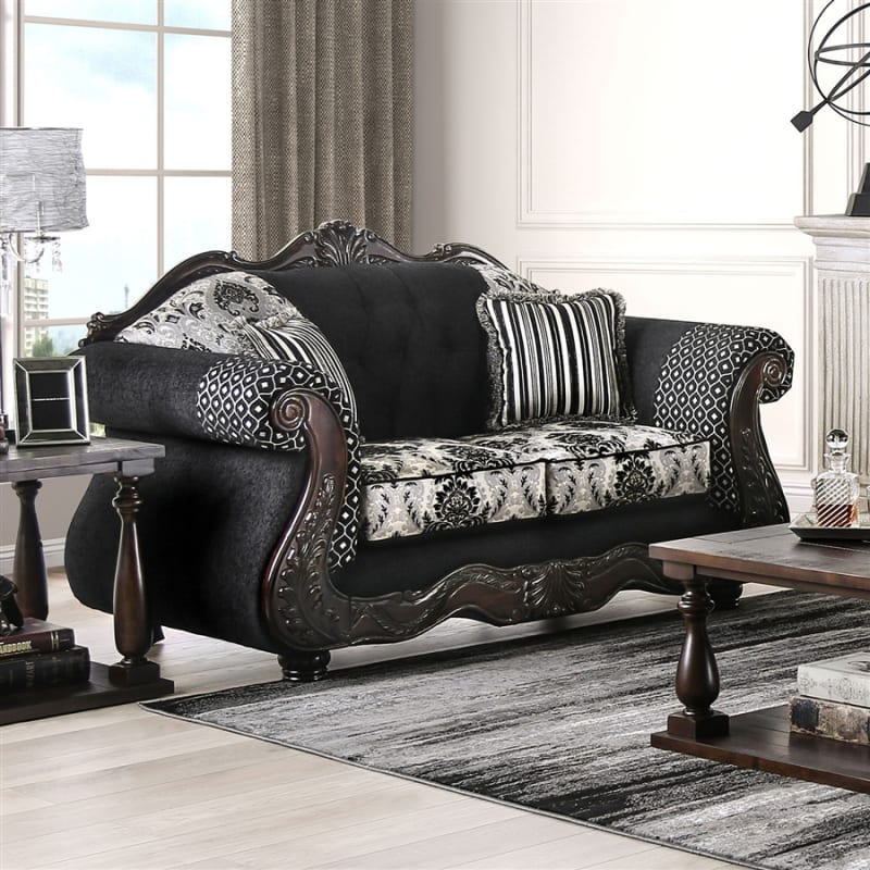 Ronja Love Seat in Black by Furniture of America - FOA-SM6432-LV