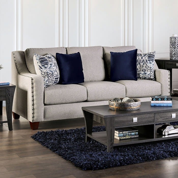 Stickney Sofa in Light Gray/Navy Finish by Furniture of America - FOA-SM6441-SF