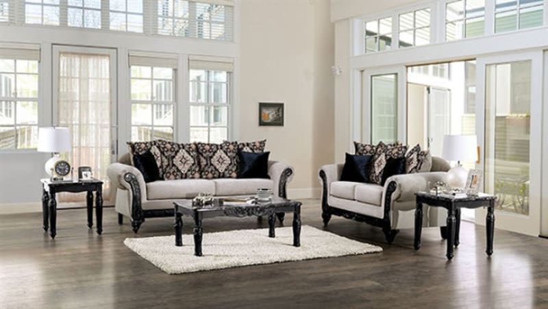 Molfetta 2 Piece Sofa Set in Light Brown/Black Finish by Furniture of America - FOA-SM7304