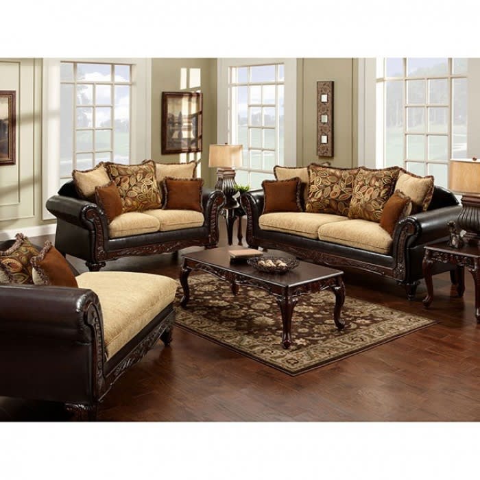 Doncaster 2 Piece Sofa Set in Espresso by Furniture of America - FOA-SM7430