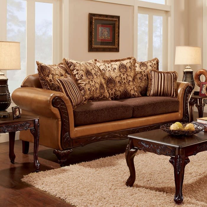 Isabella Sofa in Camel Brown by Furniture of America - FOA-SM7506-SF