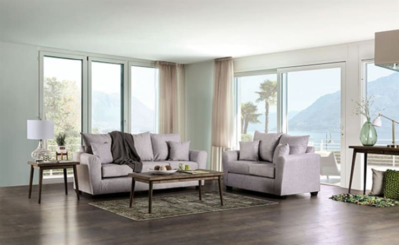 Croydon 2 Piece Sofa Set in Light Gray Finish by Furniture of America - FOA-SM7755