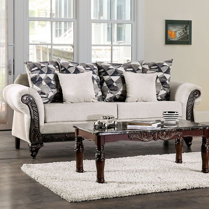 Cassani Sofa in Light Gray/Walnut by Furniture of America - FOA-SM7756-SF