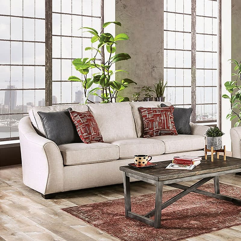 Jarrow Sofa in Ivory Finish by Furniture of America - FOA-SM8003-SF
