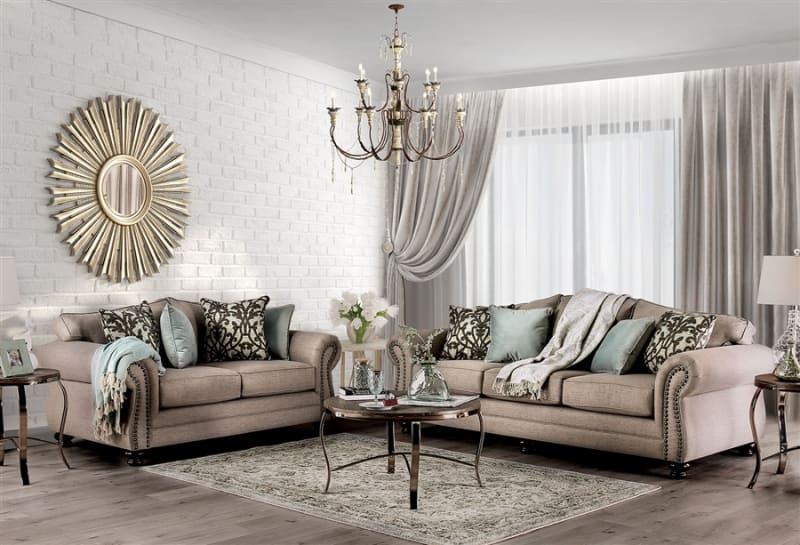 Jarauld 2 Piece Sofa Set in Dark Taupe by Furniture of America - FOA-SM8006