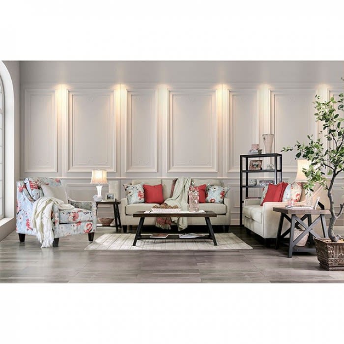 Nadene 2 Piece Sofa Set in Ivory by Furniture of America - FOA-SM8014
