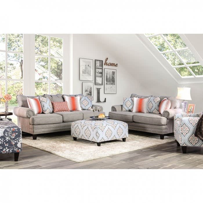 Tallulah 2 Piece Sofa Set in Gray by Furniture of America - FOA-SM8130