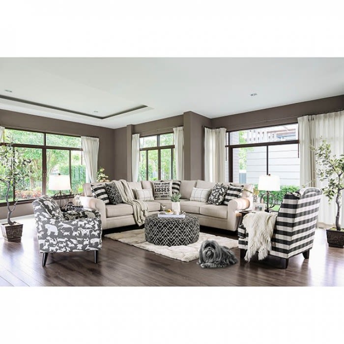 Patricia Sectional Sofa in Ivory by Furniture of America - FOA-SM8171
