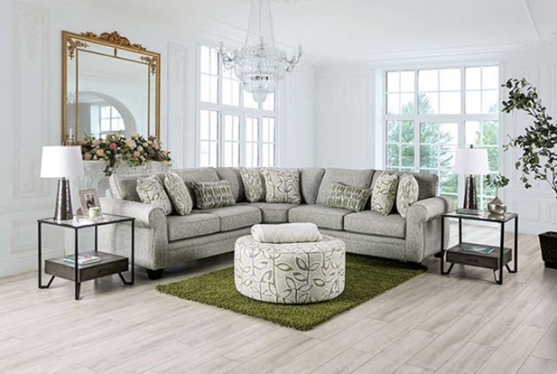 Gardner Sectional Sofa in Gray/Green Finish by Furniture of America - FOA-SM8195