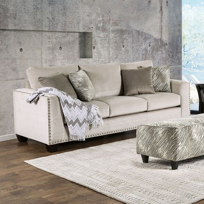 Stefano 2 Piece Sofa Set in Light Mocha by Furniture of America - FOA-SM8220