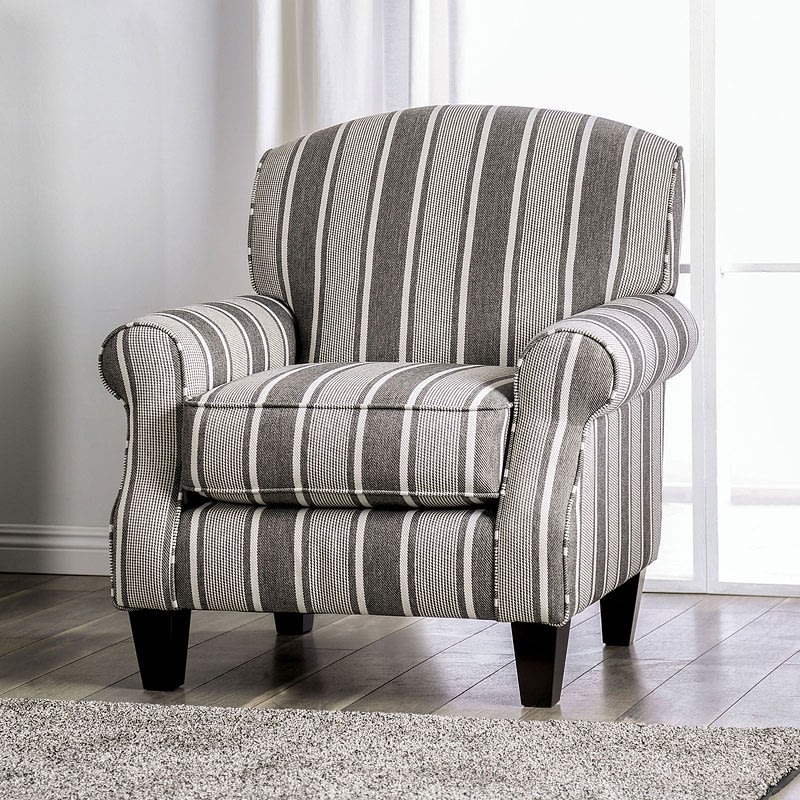 Ames Stripe Chair in Charcoal by Furniture of America - FOA-SM8250-CH-ST