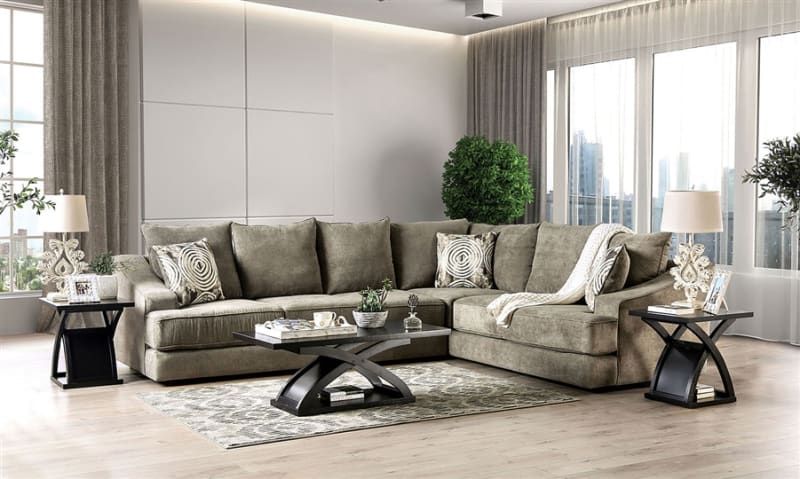 Senda Sectional Sofa in Taupe by Furniture of America - FOA-SM9107