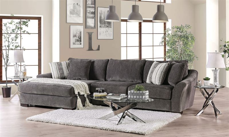 Sigge Sectional Sofa in Charcoal by Furniture of America - FOA-SM9109