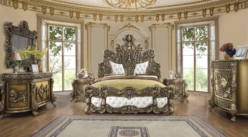 Monarch 6 Piece Bedroom Set in Perfect Brown Finish by Homey Design - HD-1802