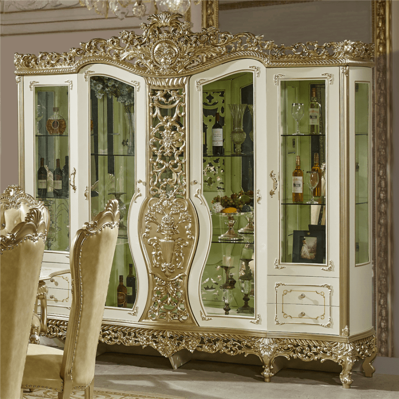 China Cabinet in Gold and White Finish by Homey Design - HD-1812-CB