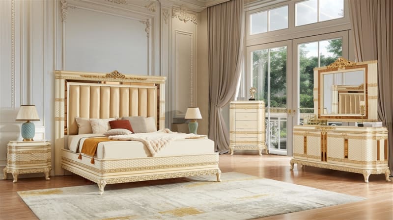 6 Piece Bedroom Set in Rich Multi-Tone Finish by Homey Design - HD-1882