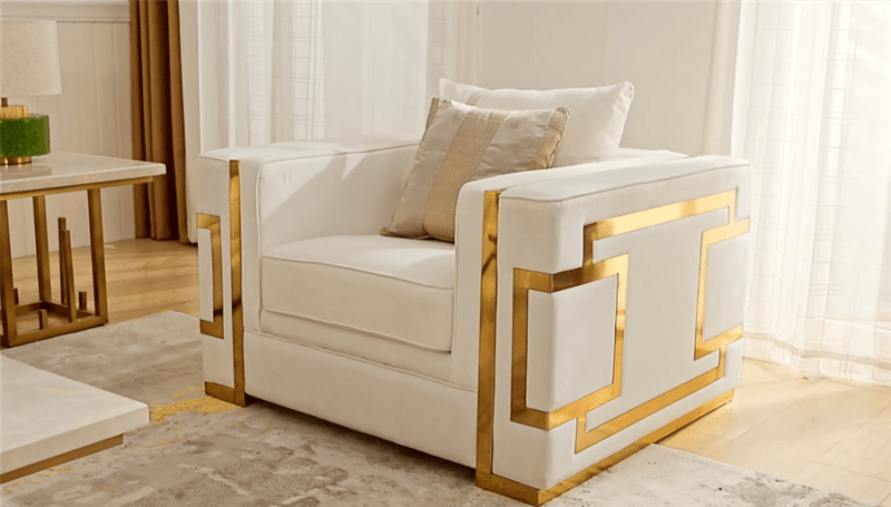 Contemporary Armchair in White and Gold Accents Finish by Homey Design - HD-2131-C