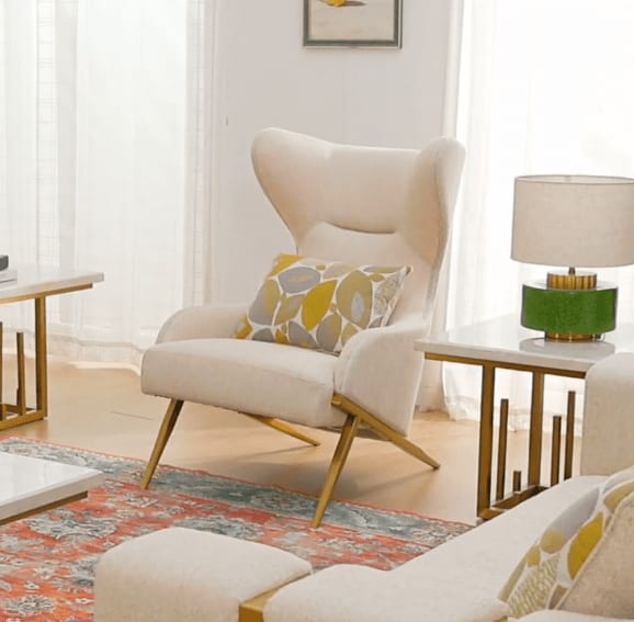 Accent Armchair in White and Gold Finish by Homey Design - HD-3183-C