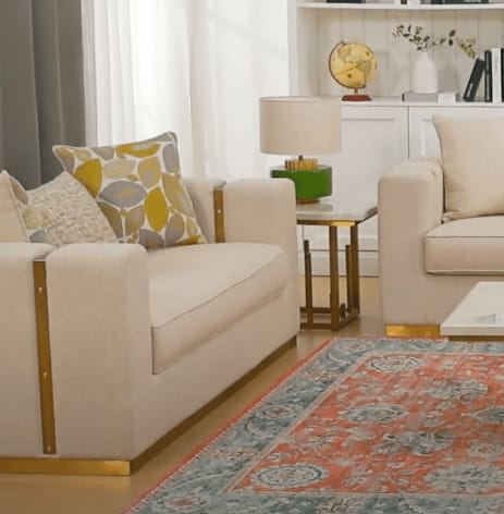 Loveseat in White and Gold Finish by Homey Design - HD-3183-L