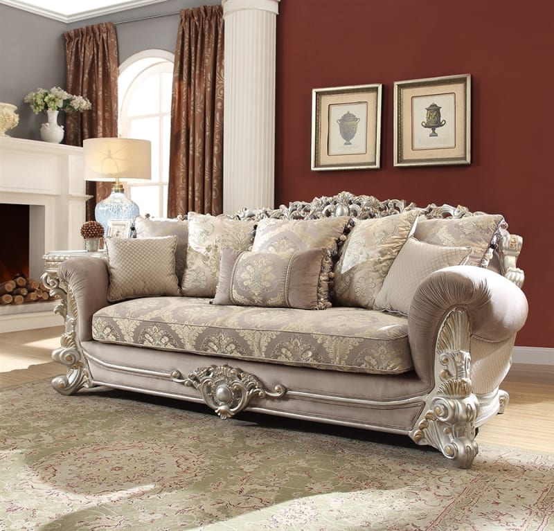 Georgian Traditional Silver Trim Sofa by Homey Design - HD-372-S