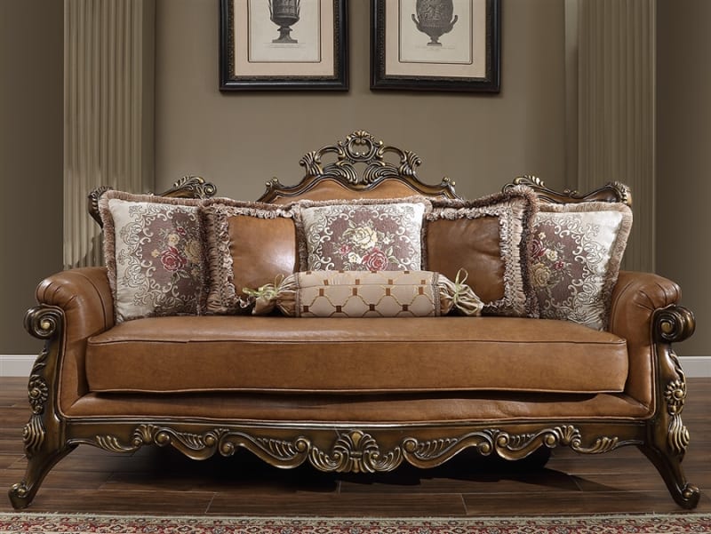 Leather Upholstered Custom Mohawk Sofa by Homey Design - HD-555-S